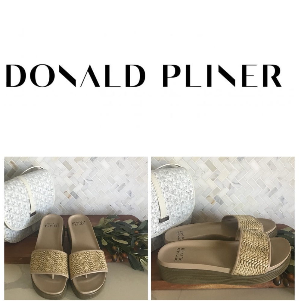 🆕Donald J Pliner Tan Fiji Raffia Slide Sandal. NWOT.